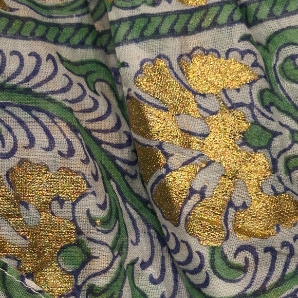 OLIPHANT design ruffle collar mini marseille Floral gold Dress S NWOT romantic - Picture 10 of 11